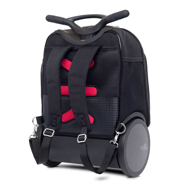 Školská a cestovná taška na kolieskach Nikidom Roller UP Butterfly camo (19 l), Čierna