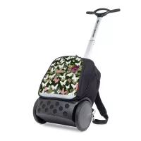 Školská a cestovná taška na kolieskach Nikidom Roller UP Butterfly camo (19 l), Čierna