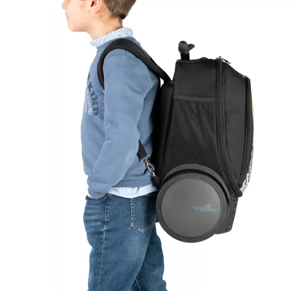 Školská a cestovná taška na kolieskach Nikidom Roller UP Butterfly camo (19 l), Čierna