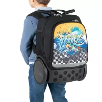 Školská a cestovná taška na kolieskach Nikidom Roller UP Supergirl (19 l), Čierna