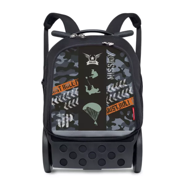 Školská a cestovná taška na kolieskach Nikidom Roller UP Camo  (19 l), Čierna