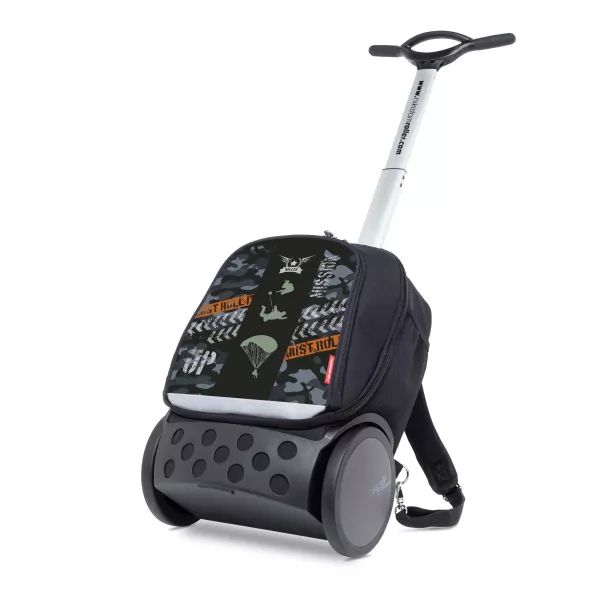 Školská a cestovná taška na kolieskach Nikidom Roller UP Camo  (19 l), Čierna
