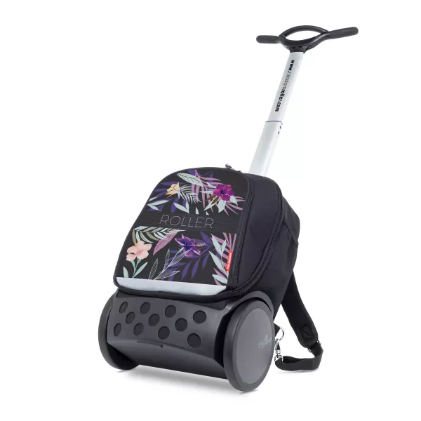 Školská a cestovná taška na kolieskach Nikidom Roller UP Tropic (19 l), Čierna